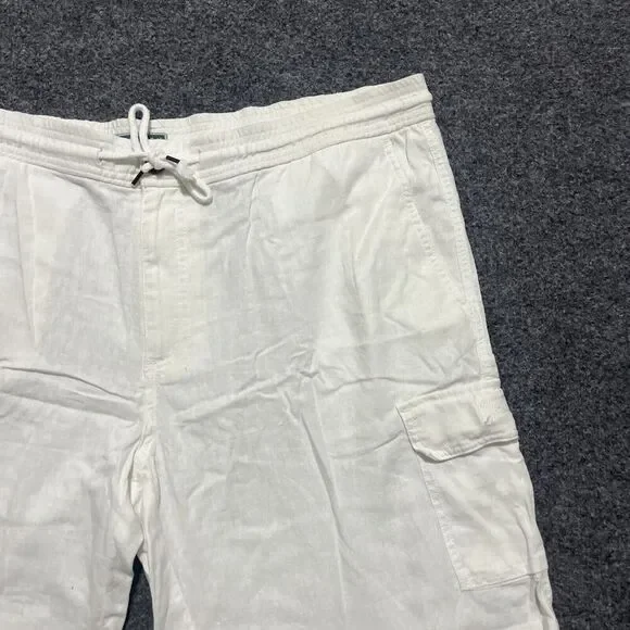 CUBAVERA Shorts Mens Size Extra Large White Linen Drawstring Cargo Pocket - Picture 3 of 14